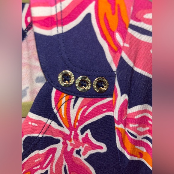 Lilly Pulitzer Sophie Stretch Print Dress with Pink and Orange pattern. - Picture 3 of 5